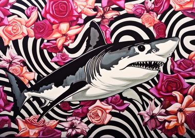 painting of a shark