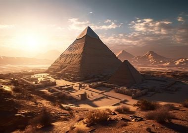 Pyramids at sunset Giza