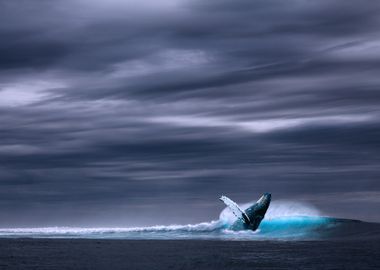 Whale in the open seas