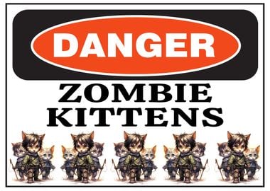 Danger Zombie Kittens' Poster, picture, metal print, paint by Steel Canvas  Creations