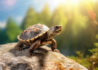 Tiny Turtle on a rock