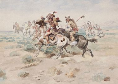 Indian Warriors On Horses