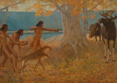 Indians Hunting Moose