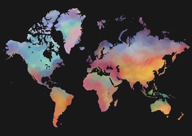 World Map Watercolor Art