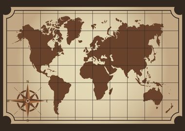 World Map Aesthetic Art