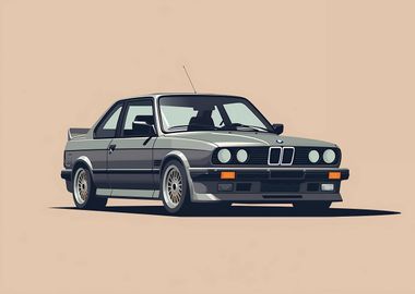 Grey BMW E30' Poster, picture, metal print, paint by GabrangerLT