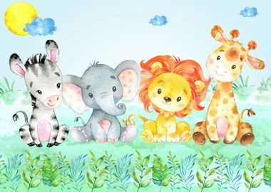 Baby Animals Happy Art