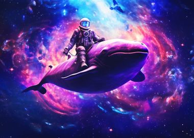 Astronaut riding a whale