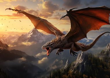 'Majestic Flying Dragon' Poster, picture, metal print, paint by Pixel ...