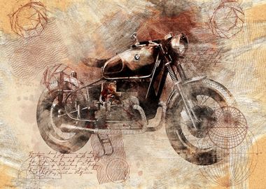 Old Art Style Motorcycle 1