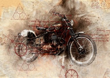 Old Art Style Motorcycle 9 Poster picture metal print paint by