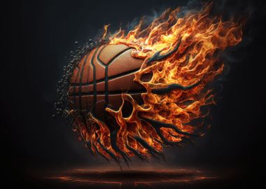 Burning Basketball in Fire