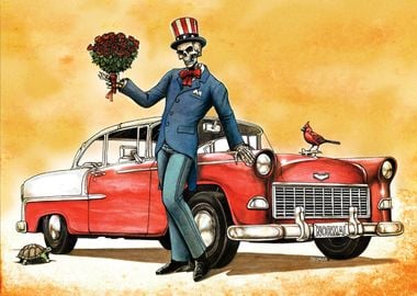 Uncle Sam Skeleton Car