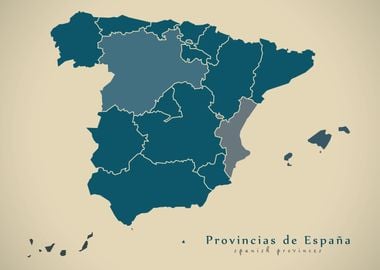 Spain with provinces map