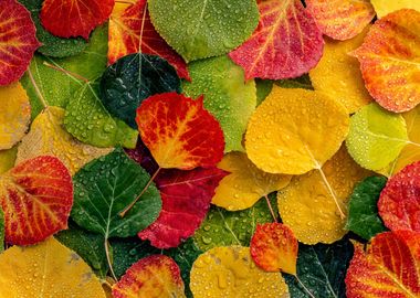 Colorful Aspen tree leaves