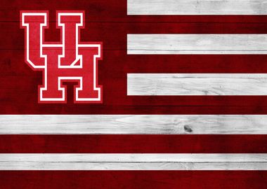 Houston Football Wood Flag