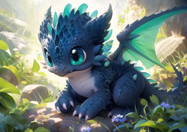 Dark Blue Baby Dragon