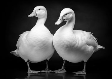 Two Geese Black and White