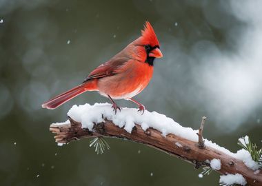 Male Cardinal Perched