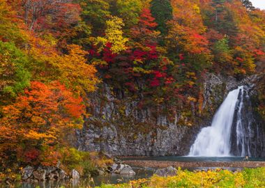 Waterfall autumn Japan