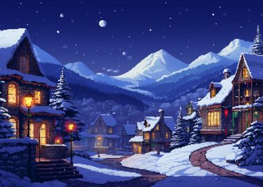 Nordic Village Pixel Art