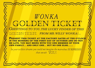 Wonka Golden Ticket' Poster, picture, metal print, paint by Willy Wonka and  Chocolate Factory