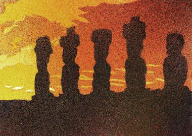 Easter Island Moai sunset