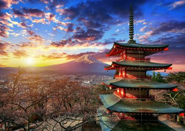 Mount Fuji at sunset