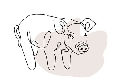 Line Art Pig Boho