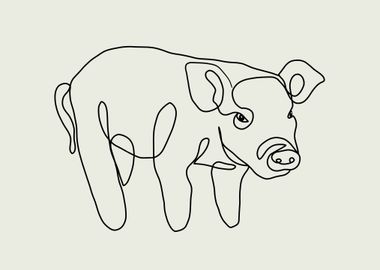 Line Art Pig Boho