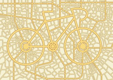 city road bike map lineart