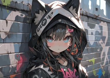 Anime Graffiti Cat Girl