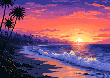 California Beach Pixel Art