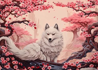 cherry blossom wolf animal