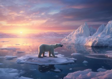 Sunrise Polar bear Ice ber