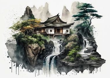 Watercolor asian painting