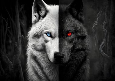 black wolf with blue eyes