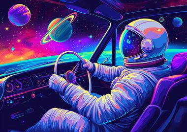 Neon Space Car Drive