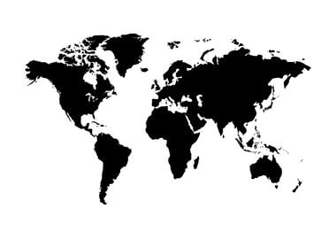 World Map White Black