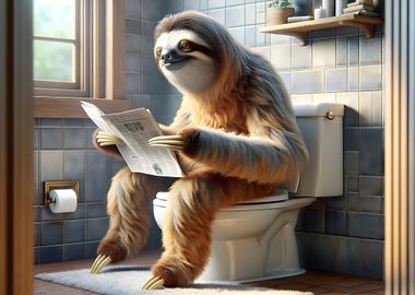 Funny Toilet Sloth Art