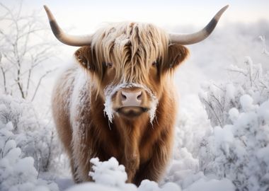 Highland cattle in snow