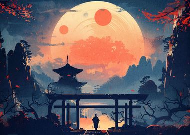 Samurai Japanese Sunset