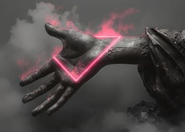 neon pink triangle hand