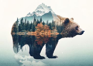 double exposure bear