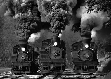 Train Race in BW