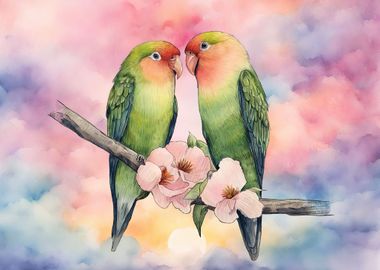 Lovebird watercolor 