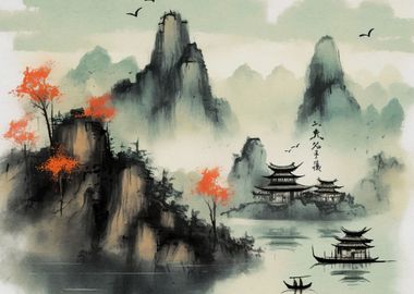 Vintage Chinese Landscape 