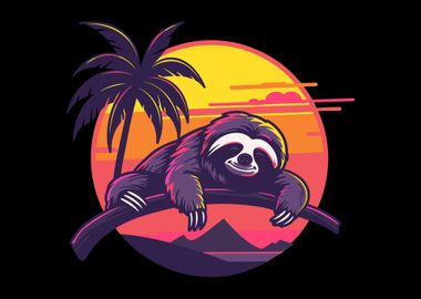 Retro Sunset Sloth