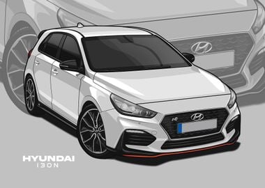 hyundai i30n white poster