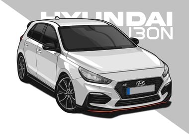 hyundai i30n white poster